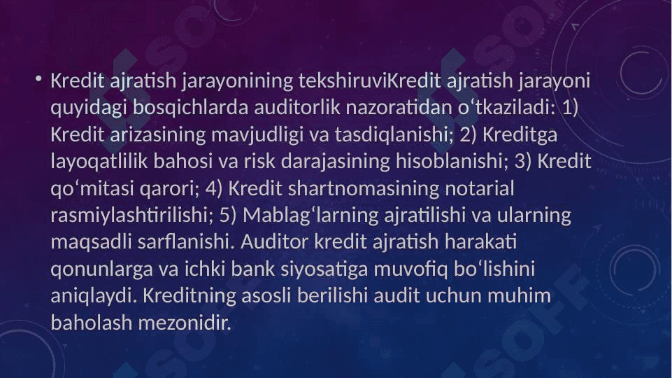 Bank kreditlari böyicha hisoblashishlar auditi 7