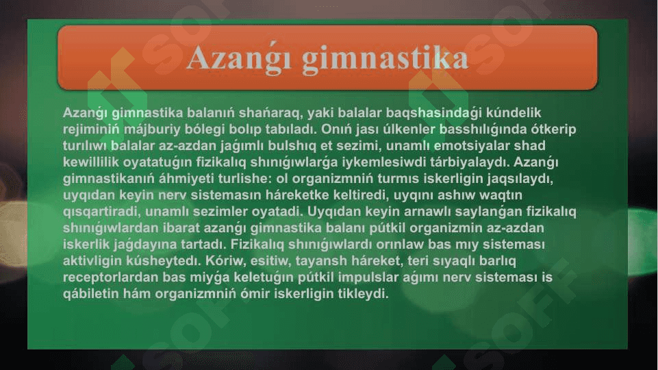 Mektepke shekemgi ta'lim balalari ushın gimnastika 4