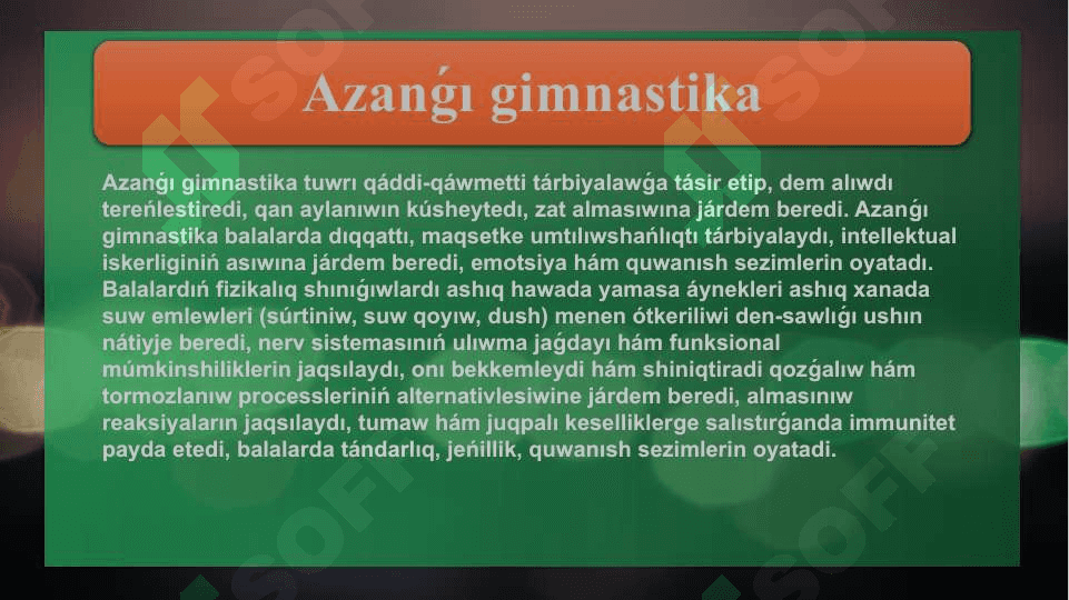 Mektepke shekemgi ta'lim balalari ushın gimnastika 6