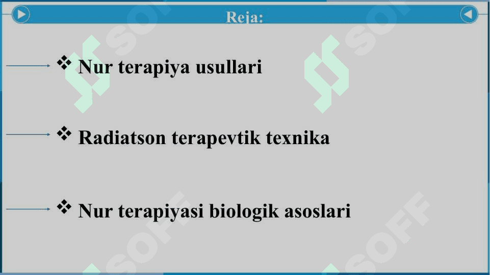 Nur terapiya usullari. Radiatson terapevtik texnika. Nur terapiyasi biologik asoslari - Нур терапия усуллари. Радиатсон терапевтик техника. Нур терапияси биологик асослари 2