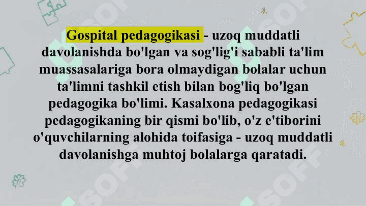 Xorijiy mamlakatlarda gospital pedagogika an’analari va xususiyatlari ppt.x 3