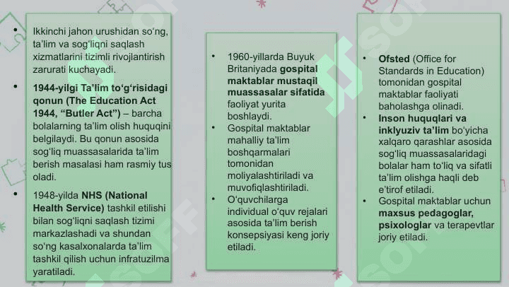 Xorijiy mamlakatlarda gospital pedagogika an’analari va xususiyatlari ppt.x 6