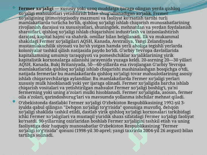 Fermer xo’jaligining tasnifi 3