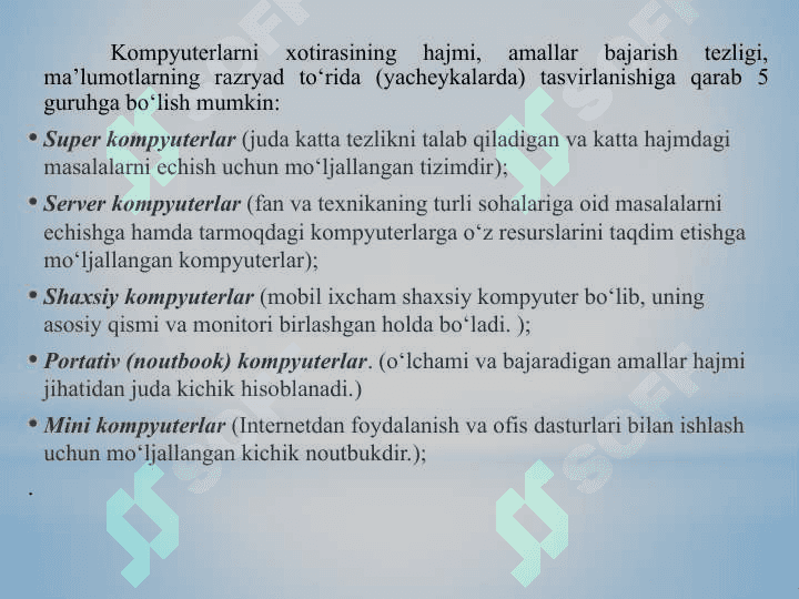 Axborot jarayonlarining texnik ta’minoti. 3