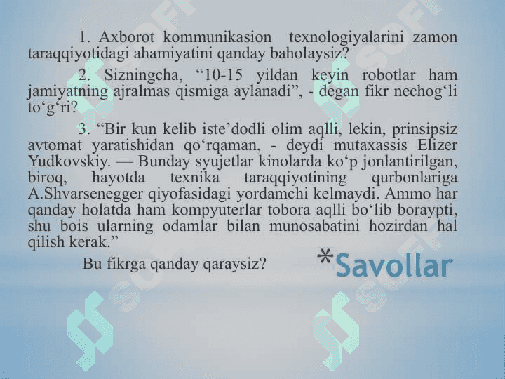 Axborot jarayonlarining dasturiy ta’minoti 6