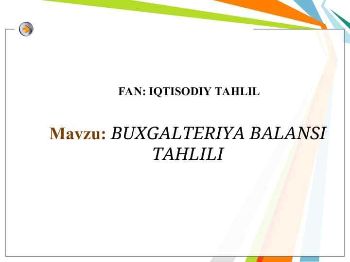 BUXGALTERIYA BALANSI TAHLILI