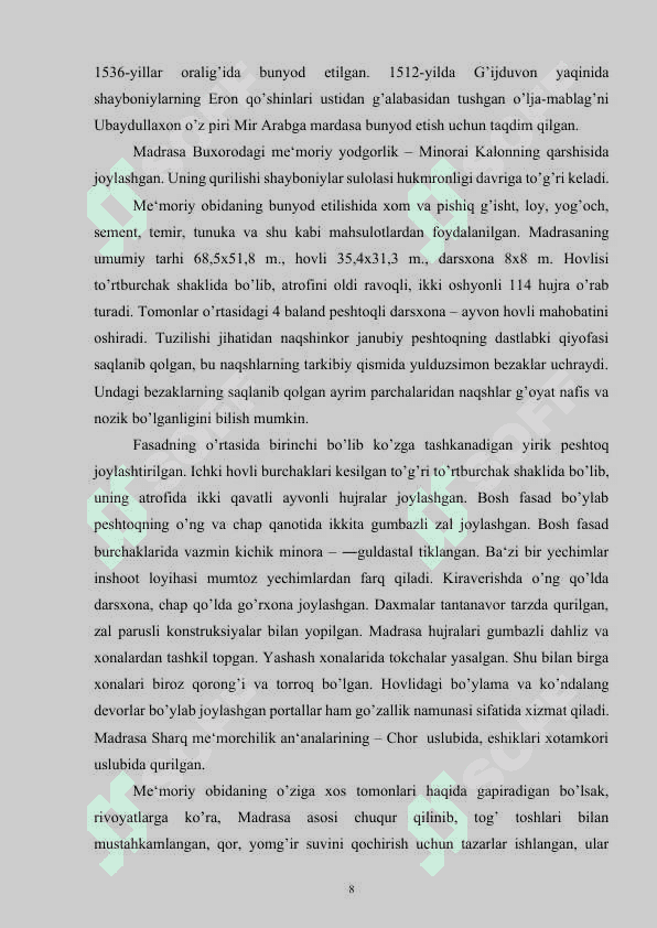OZBEKISTONNING BUXORO XONLIGI DAVRI MEMORCHILIGI.docx 7