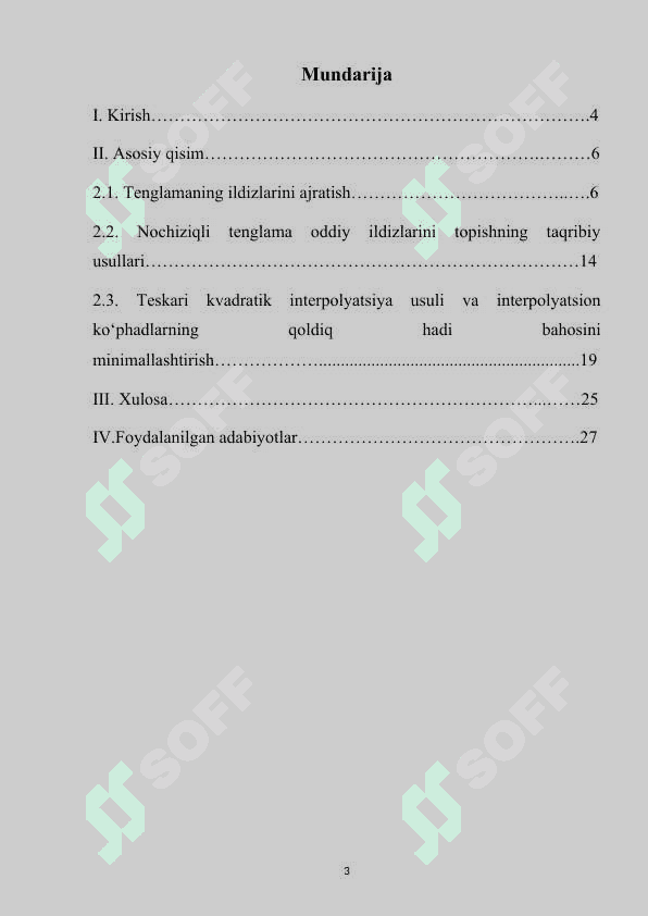 CHIZIQSIZ TENGLAMALARNI YECHISH UCHUN YUQORI TARTIBLI USULLAR..docx 2
