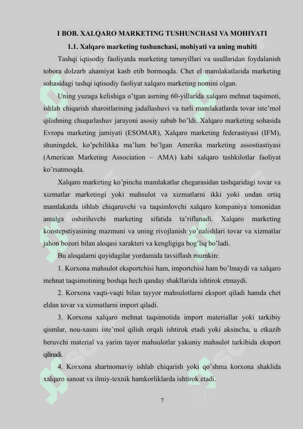 XALQARO MARKETING FAOLIYATINI TASHKIL QILISHDA MAVJUD TAHLILLAR swot pestl.docx 6