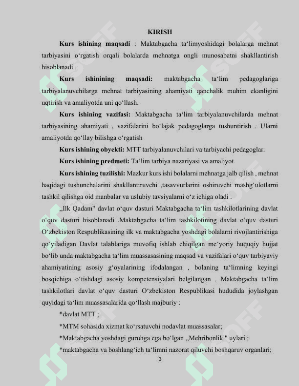 “ILK QADAM” DAVLAT DASTURI ASOSIDA FAOLIYAT MARKAZLARIDA MAKTABGACHA YOSHDAGI BOLALAR MEHNATINI TASHKIL QILISH..docx 2
