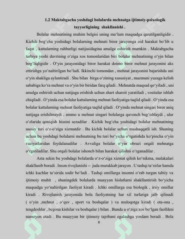 “ILK QADAM” DAVLAT DASTURI ASOSIDA FAOLIYAT MARKAZLARIDA MAKTABGACHA YOSHDAGI BOLALAR MEHNATINI TASHKIL QILISH..docx 7