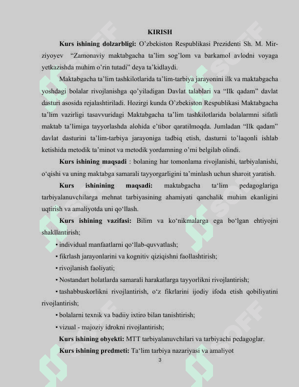 ILK QADAM O'QUV DASTURI ASOSIDA MAKTABGACHA TA'LIM TASHKILOTLARIDA FAOLIYAT MARKAZLARIDA TA'LIM JARAYONLARINI TASHKIL ETISH.docx 2