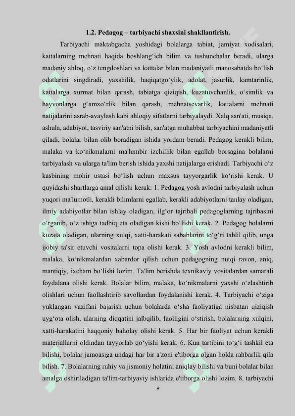MAKTABGACHA TA’LIM TASHKILOTI TARBIYACHISINING FAOLIYATLAR JARAYONIDAGI PEDAGOGIK MAHORATI..docx 8