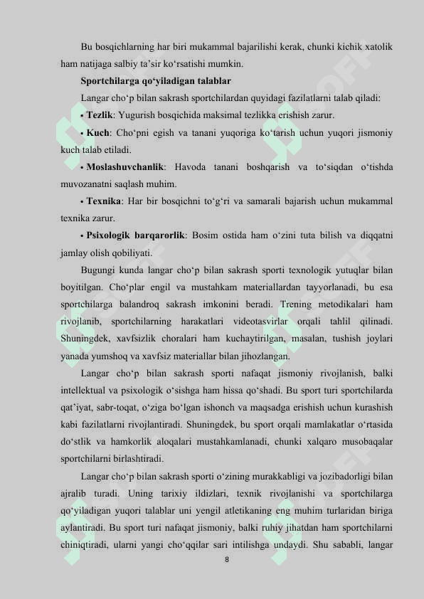 Yengil atletika sport turida langar cho‘p bilan sakrash texnikasi. 8