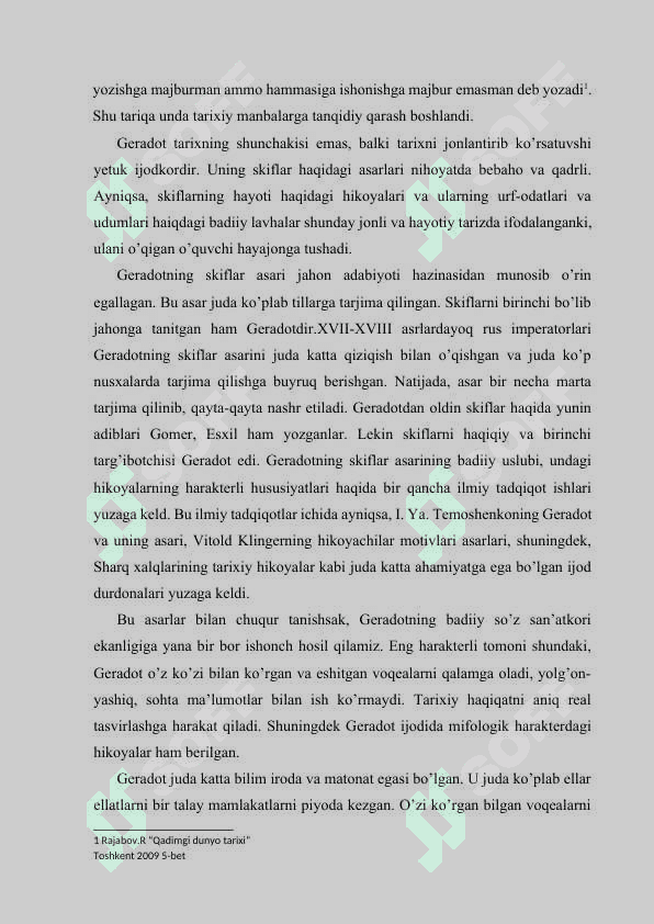 Qadimgi Yunoniston tarixi tarixshunosligi mavzusida referat tayyorlash. 5