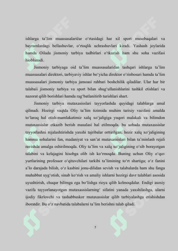 Jismoniy tarbiya mutaxassislarga qo‘yiladigan pedagogik talablar 7