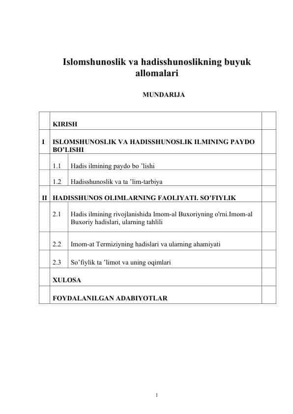 Islomshunoslik va hadisshunoslikning buyuk allomalari