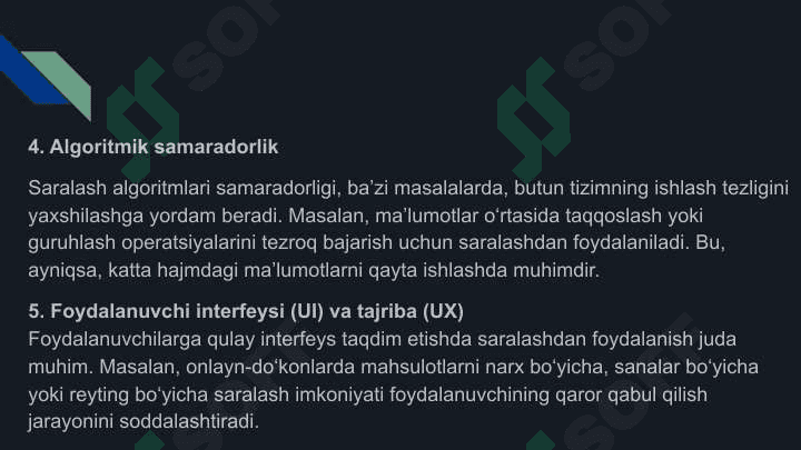 Saralashning yaxshilangan usullari  va ularning samaradorligi 7