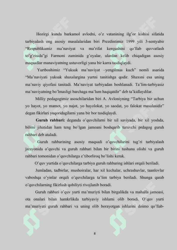 Boshlang`ich sinflarda tarbiyaviy ishlarni tashkil qilish metodikasi 7