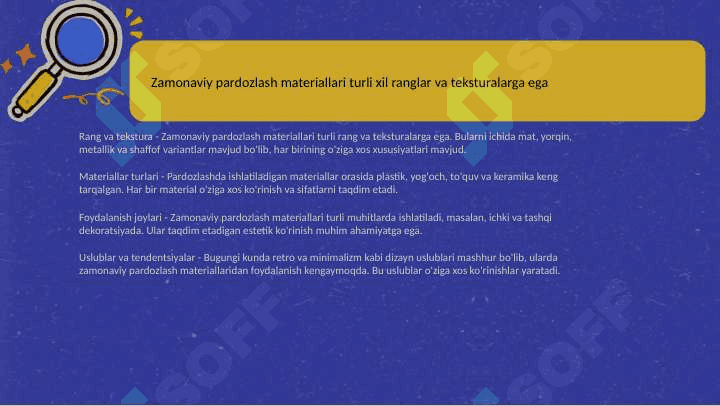 Zamonaviy pardozlash va issiqlik izolyatsiya materiallarini yaratish. 3