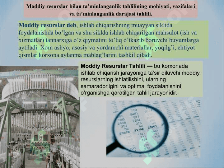MODDIY RESURSLAR BILAN TA’MINLANGANLIK VA ULARDAN FOYDALANISH TAHLILI 3