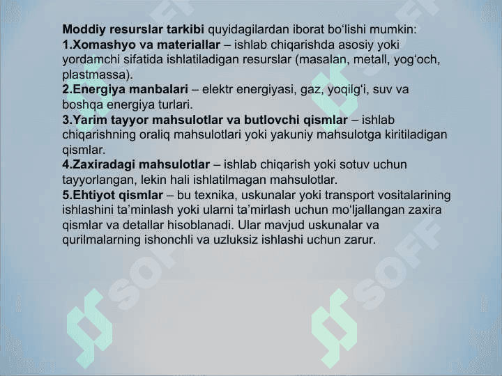 MODDIY RESURSLAR BILAN TA’MINLANGANLIK VA ULARDAN FOYDALANISH TAHLILI 4