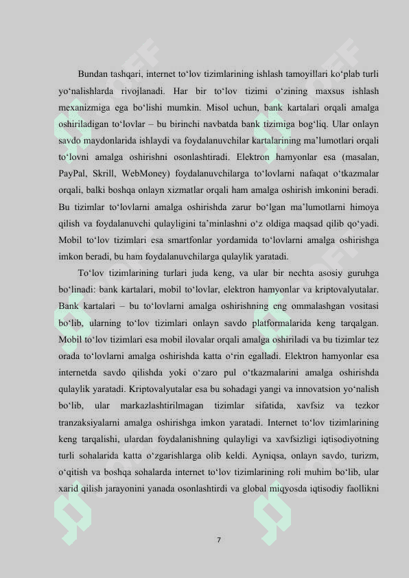 Internet to‘lov tizimlari ular orqali to‘lovlar va haridlarni amalga oshirish 6