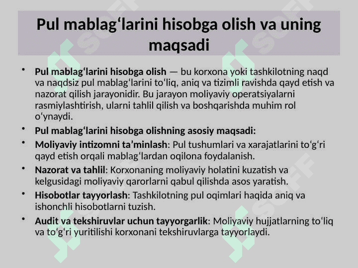 Pul mablag‘lari hisobi 2