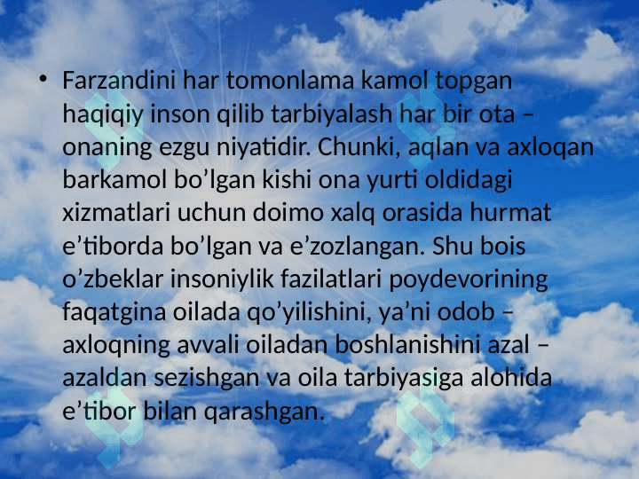 OʻZBEKISTON RESPUBLIKASI PREZIDENTINING OILA VA OILA TARBIYASI ToʻGʻRISIDAGI FIKRLARI VA ASARLARINI OʻRGANISH usullari 4