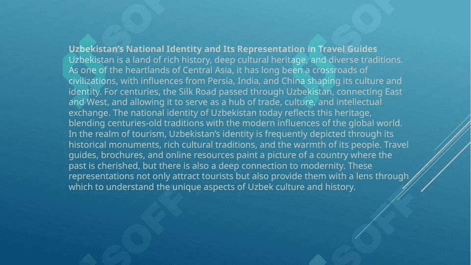 National identities of Uzbekistan and English speaking countries . Travel guides 3