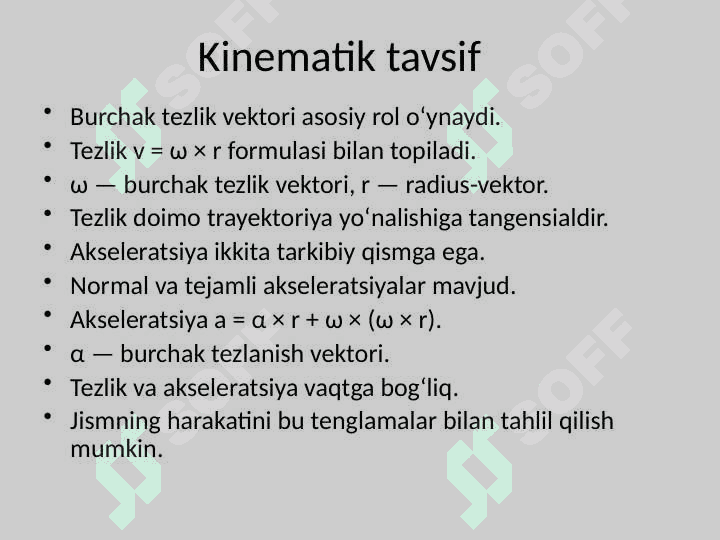 QO'ZG'ALMAS NUQTA ATROFIDAGI HARAKAT. EYLER TEOREMASI. AKSOIDALAR 2