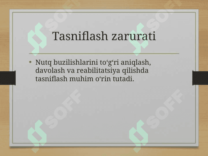 Nutq buzilishlarini tasniflash. Buzilish turlari 6