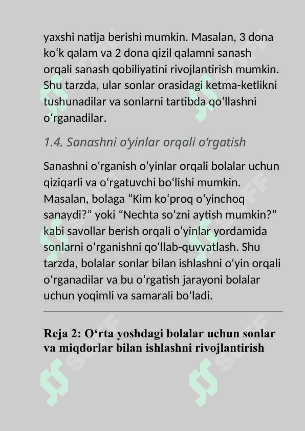 Turli yosh guruhlarda bolalarni miqdor va son sanoq haqidagi bilimlarni shakllantirish sanashga oʻrgatish vazifalari 5