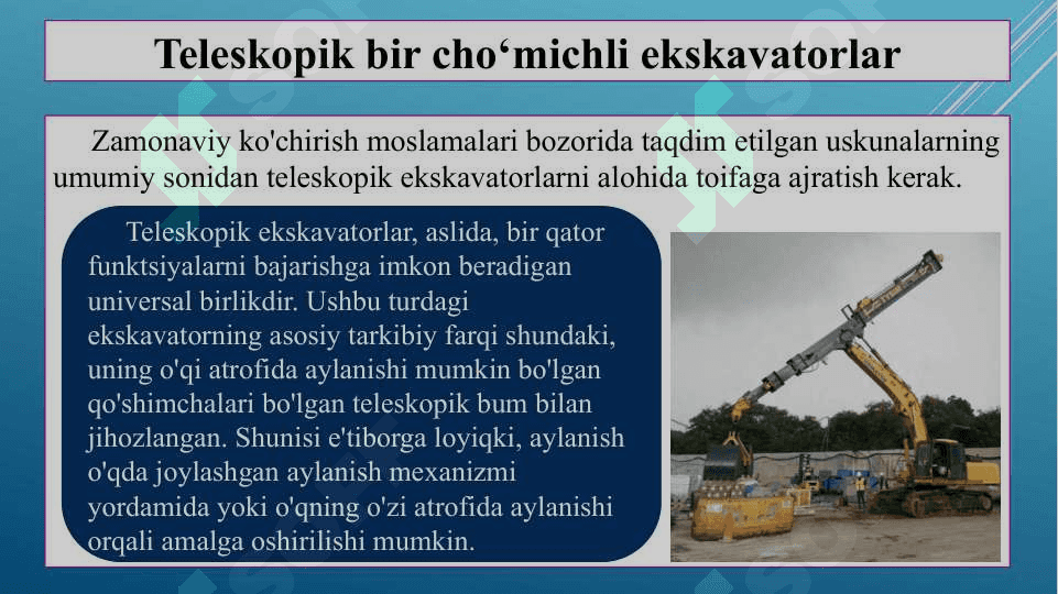 Teleskopik bir cho‘michli ekskavatorlar 2
