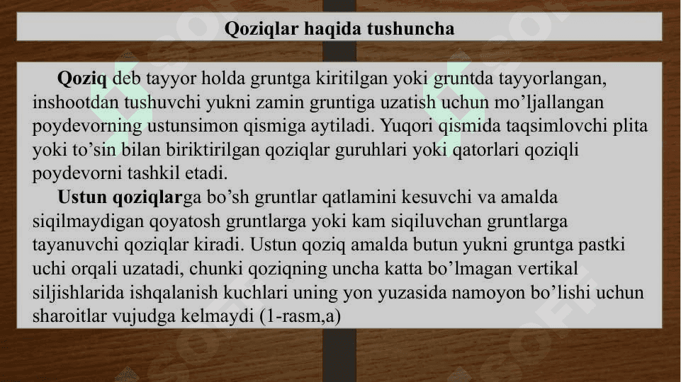 Ustun qoziqlarni inshootlar bilan tutashtirish 3