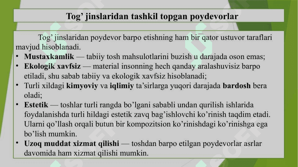 Tog’ jinslaridan tashkil topgan poydevorlar 3