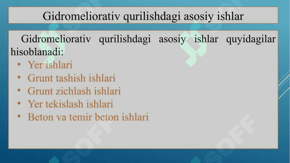 Gidromeliorativ qurilishdagi asosiy ishlar 4