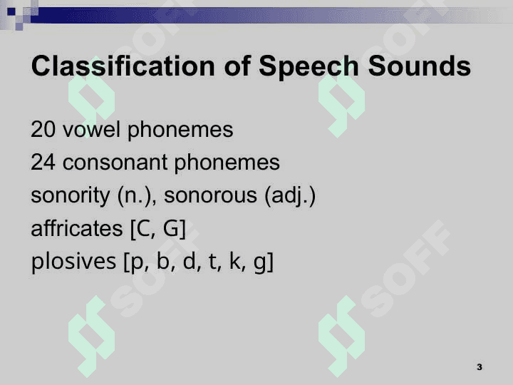 Classification of speech sounds 3
