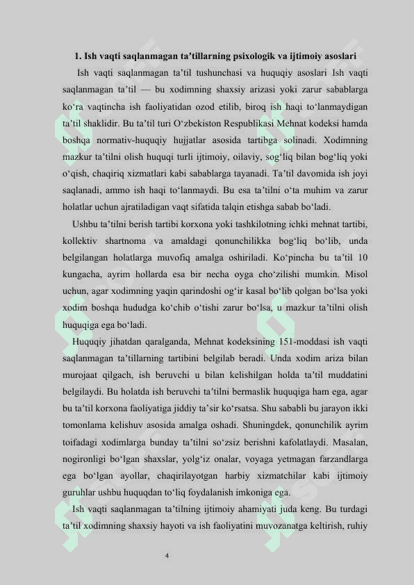 Ish vaqti saqlanmagan holda beriladigan taʼtillar Ijtimoiy taʼtillar   mustaqil ish 4