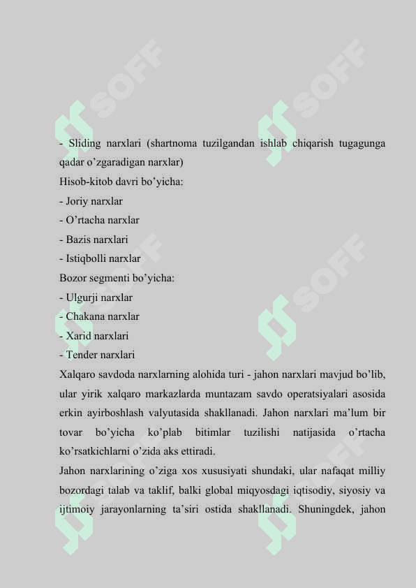 JAHON BOZORIDA NARXNI TASHKIL ETILISHINING O’ZIGA XOS XUSUSIYATLARI 7