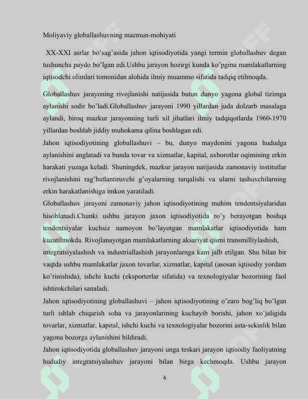 Xalqaro moliyaviy glaballashuv 6