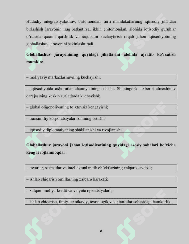 Xalqaro moliyaviy glaballashuv 8