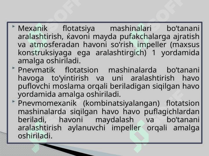 Flotatsiya qurilmasining tuzilishi va ishlash prinspi 4