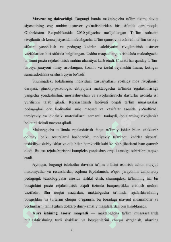 Maktabgacha ta'limda rejalashtirishning asosiy bosqich va turlari 3