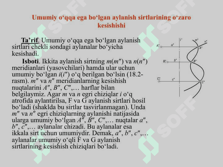 Sirtlarning o‘zaro kesishish chizig‘ini yasash. 2