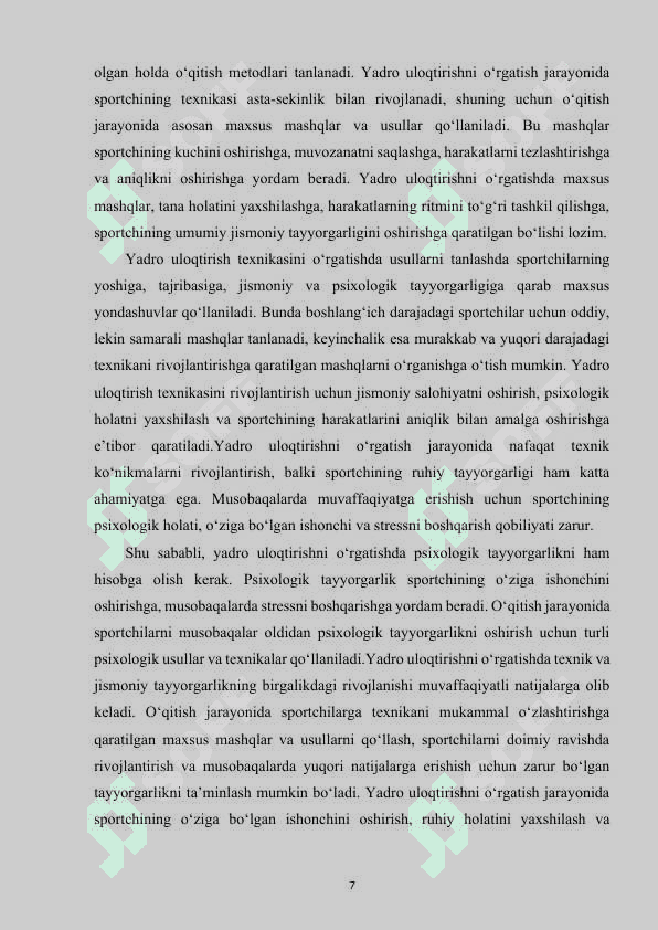 Yengil atletika sport turida yadro uloqtirish texnikasini takomillashtirish 7