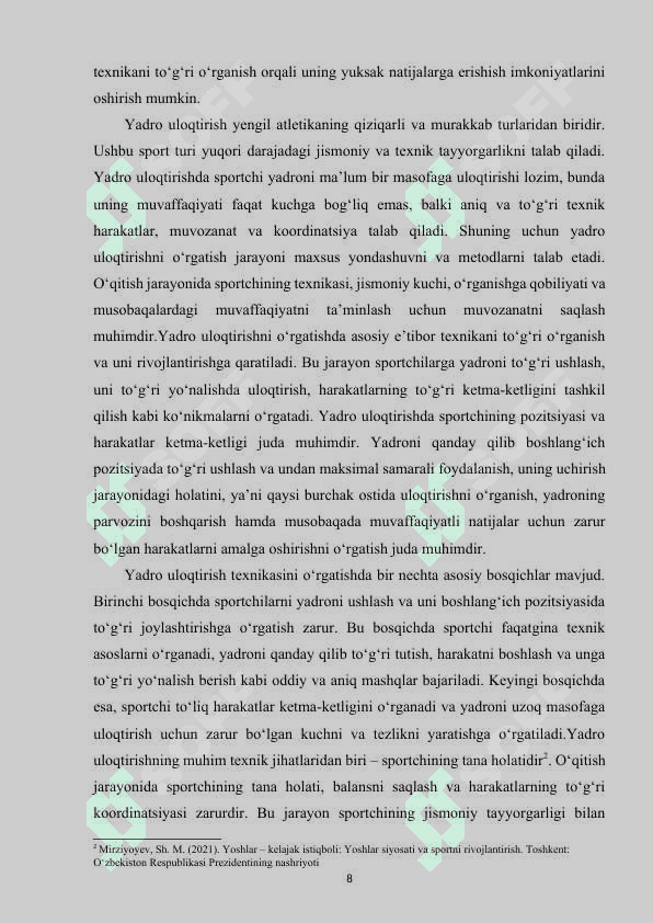 Yengil atletika sport turida yadro uloqtirish texnikasini takomillashtirish 8