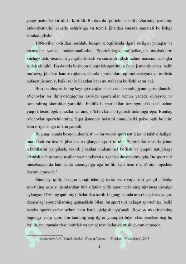 Yengil atletika sport turida bosqon uloqtirish sektorini o'lchamlari 8
