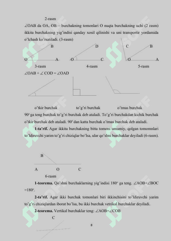 Yordamchi maktab oquvchilarining matematikadan giometrik amallarni orgatish 8