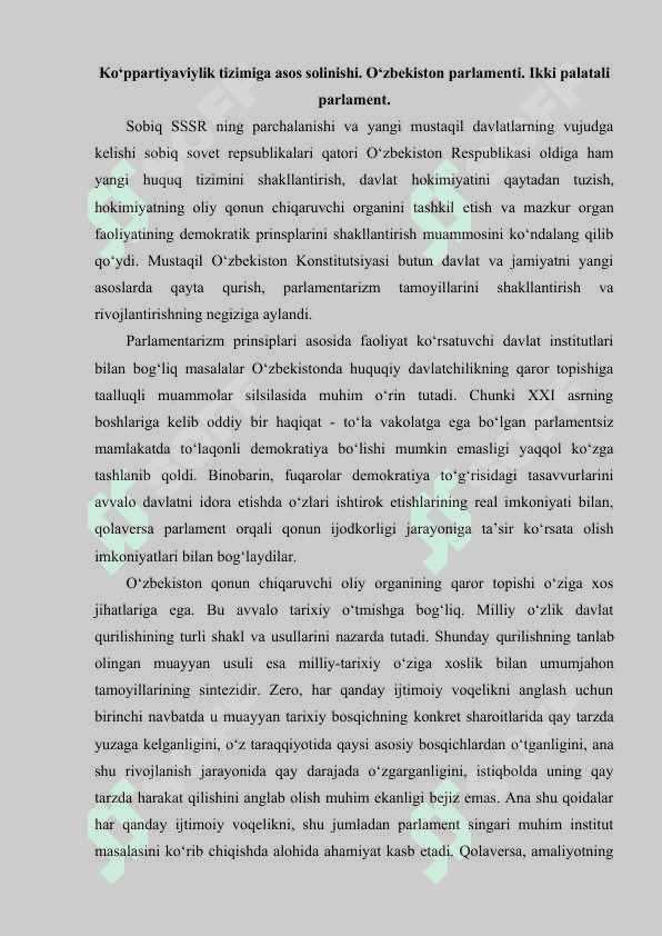 O‘ZBEKISTONNING DAVLAT MUSTAQILLIGINI MUSTAHKAMLASHNING SIYOSIY-HUQUQIY ASOSLARI 2